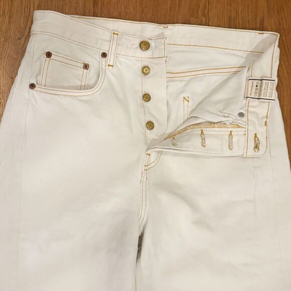 B SIDES Slim Lasso barrel Jeans Size 27 Button Fly $385.00 ivory - Picture 5 of 11